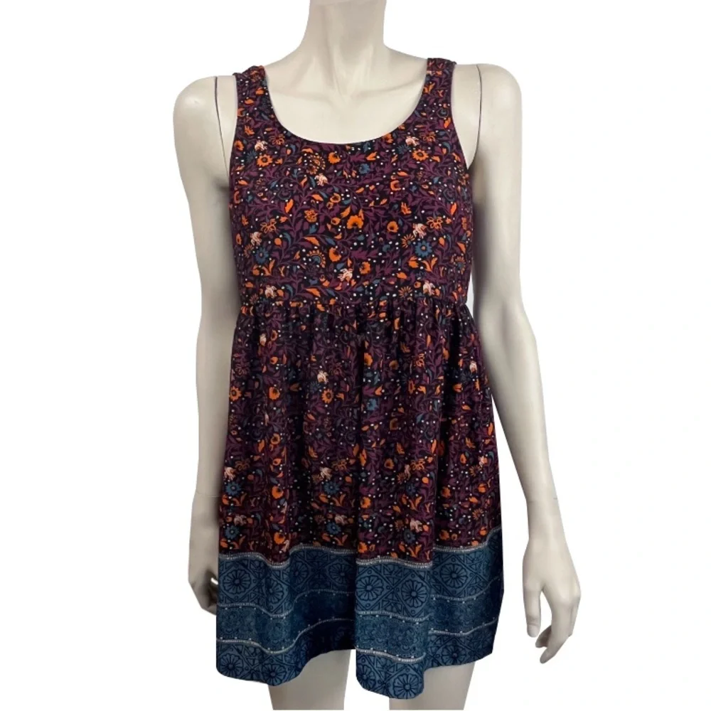 Ecote Floral Print Dress - Purple and Blue - Picture 1 of 5